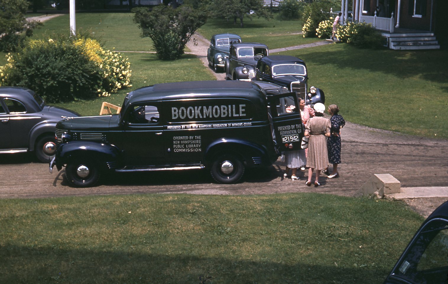 New 1942 bookmobile with three women.